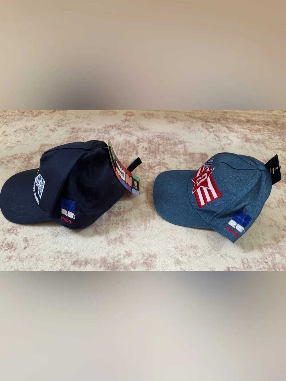 Bundle of 2 USA Official FIFA World Cup Baseball Hats - Navy and Denim NWT